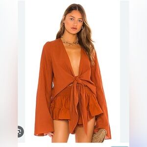Caroline Constas Dune Cover Up in Rust